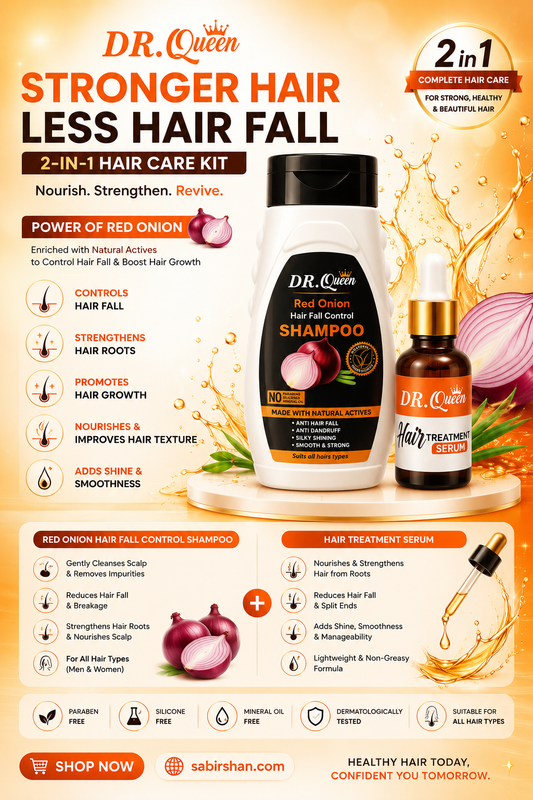 DR. Queen 2-in-1 Hair Care Kit – Red Onion Hair Fall Control Shampoo & Hair Treatment Serum